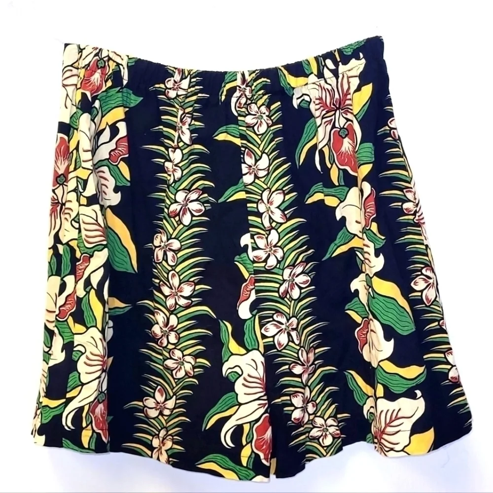 Pau Hana Hawaii Black Floral Matching Shirt And Short Hawaiian Outfit Size M